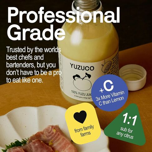 YUZUCO 100% Yuzu Juice - 8oz (236ml) - Premium Japanese Yuzu - Loved by Michelin Star Chefs and Mixologists - Never Heat-Treated for Maximum Flavor and Aroma - Bottled in California in Saudi Arabia