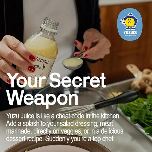 YUZUCO 100% Yuzu Juice - 8oz (236ml) - Premium Japanese Yuzu - Loved by Michelin Star Chefs and Mixologists - Never Heat-Treated for Maximum Flavor and Aroma - Bottled in California in Saudi Arabia