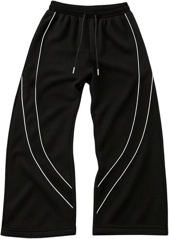 Men's Striped Sweatpants Drawstring High Waisted Wide Leg Trousers Athletic Pants Streetwear in Saudi Arabia