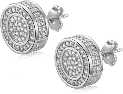 14k مطلية بالذهب دائرة مستديرة رجالي مطعمة مكعب أقراط مرصعة بحجر الزركون الهيب هوب مثلج خارج دفع الظهر تشيكوسلوفاكيا وأقراط للرجال in Kuwait