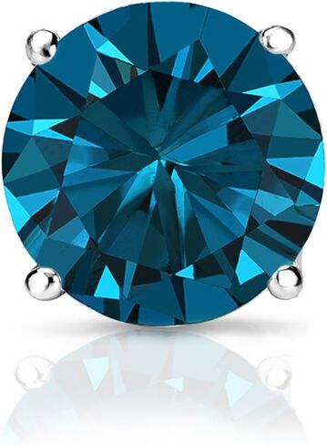 حلق Diamond Wish 1/8 قيراط مستدير من الألماس الأزرق من الذهب الأبيض عيار 14 قيراط (I1-I2، cttw) سلة ذات 4 شقوق خلفية لولبية in Kuwait