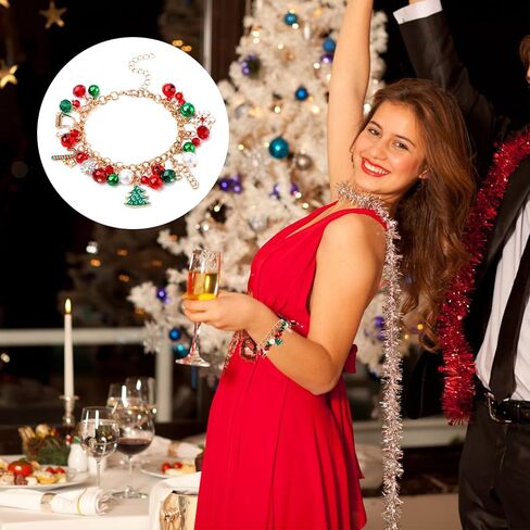 سوار عيد الميلاد، أساور جرس جلجل عيد الميلاد الحساسة مع شجرة عيد الميلاد ندفة الثلج سحر ربط سوار للنساء المجوهرات هدية عيد الميلاد عطلة الطرف تفضل in Kuwait