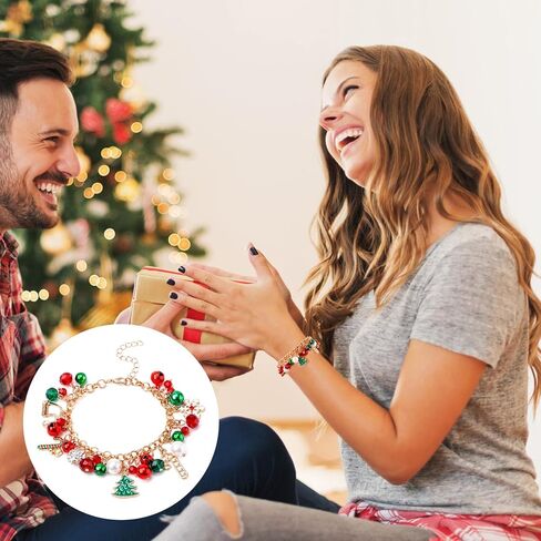 سوار عيد الميلاد، أساور جرس جلجل عيد الميلاد الحساسة مع شجرة عيد الميلاد ندفة الثلج سحر ربط سوار للنساء المجوهرات هدية عيد الميلاد عطلة الطرف تفضل in Kuwait