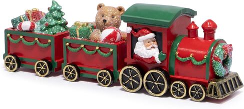 Hodao Christmas Train Decorations – Hand-Painted Resin Santa Claus Gift Train with Teddy Bear, Christmas Tree and Presents, Festive Ornament for Home, Tabletop, Shelf, Mantel, Décor in Saudi Arabia
