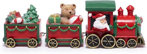 Hodao Christmas Train Decorations – Hand-Painted Resin Santa Claus Gift Train with Teddy Bear, Christmas Tree and Presents, Festive Ornament for Home, Tabletop, Shelf, Mantel, Décor in Saudi Arabia