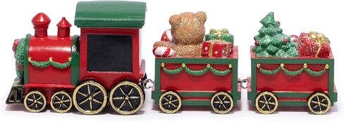 Hodao Christmas Train Decorations – Hand-Painted Resin Santa Claus Gift Train with Teddy Bear, Christmas Tree and Presents, Festive Ornament for Home, Tabletop, Shelf, Mantel, Décor in Saudi Arabia