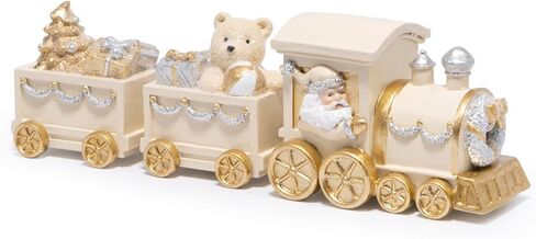 Hodao Christmas Train Decorations – Hand-Painted Resin Santa Claus Gift Train with Teddy Bear, Christmas Tree and Presents, Festive Ornament for Home, Tabletop, Shelf, Mantel, Décor in Saudi Arabia