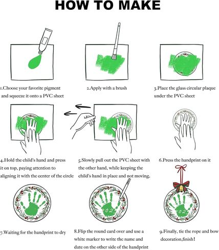 زينة عيد الميلاد الأولى للطفل من ستايلور 2025 - تذكار بصمة يد من الزجاج الكريستالي DIY، للصبي أو الفتاة حديثي الولادة، زينة معلقة لشجرة عيد الميلاد الأولى (إكليل) in Kuwait