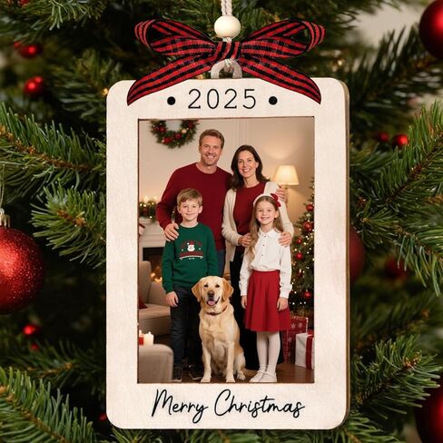 Merry Christmas Picture Frame Ornament 2025,Personalized Frame Christmas Keepsake Tree Decoration,Wooden Photo Frame Decoration,Merry Christmas Ornaments with Picture Insert for Daughter,Son in Saudi Arabia