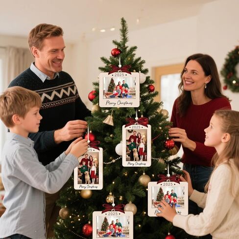 Merry Christmas Picture Frame Ornament 2025,Personalized Frame Christmas Keepsake Tree Decoration,Wooden Photo Frame Decoration,Merry Christmas Ornaments with Picture Insert for Daughter,Son in Saudi Arabia
