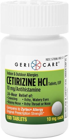 GeriCare Cetirizine HCI 10mg Antihistamine Tablets, 100 Count – 24 Hour Seasonal & Year-Round Allergy Relief for Indoor & Outdoor Allergies, Sneezing, Runny Nose, Itchy Eyes & Throat in Saudi Arabia