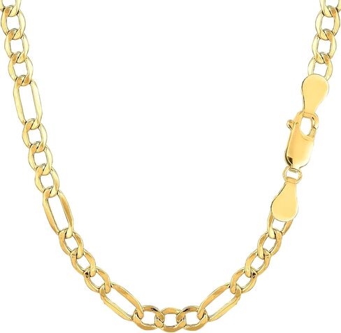 Jewelry Affairs 10k Yellow Gold Hollow Figaro Chain Necklace, 4.6mm in Saudi Arabia