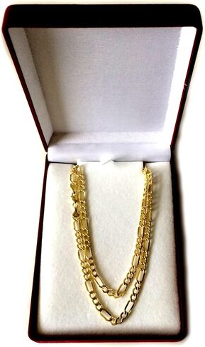 Jewelry Affairs 10k Yellow Gold Hollow Figaro Chain Necklace, 4.6mm in Saudi Arabia