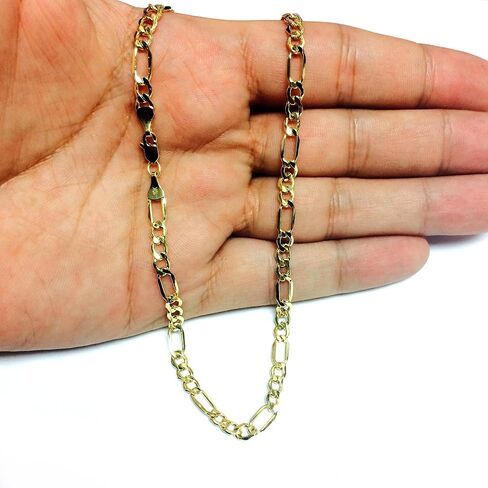 Jewelry Affairs 10k Yellow Gold Hollow Figaro Chain Necklace, 4.6mm in Saudi Arabia