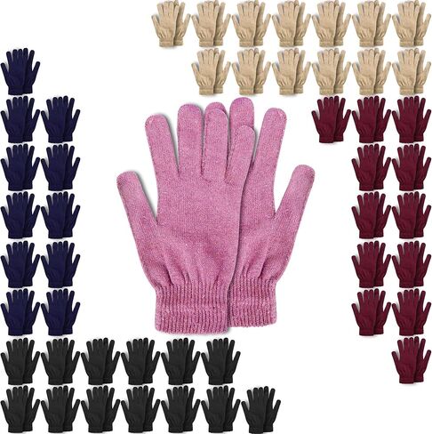 Trail maker 50 Pack Bulk Wholesale Adult One Size Knit Stretch Cold Winter Weather Gloves for Men, Women, Homeless in Saudi Arabia