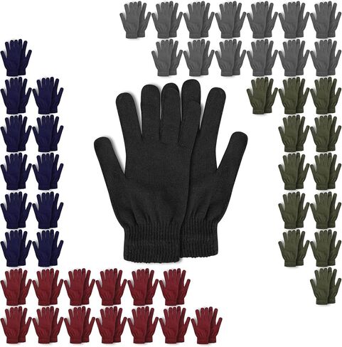 Trail maker 50 Pack Bulk Wholesale Adult One Size Knit Stretch Cold Winter Weather Gloves for Men, Women, Homeless in Saudi Arabia