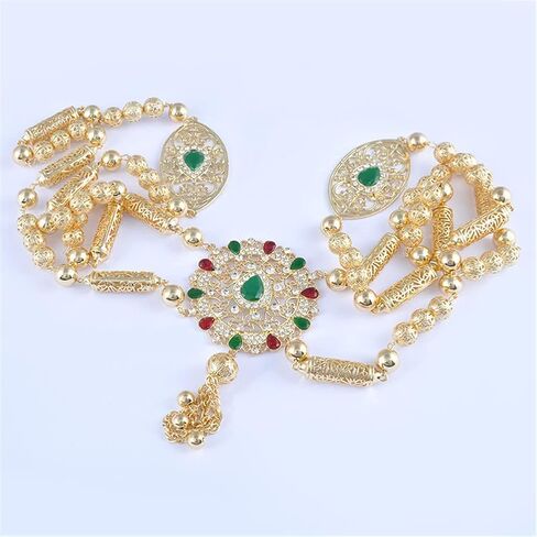 Morocco Style National Design Bride's Necklace Women's Wedding Chest Decoration gold white 1091-1 in Kuwait