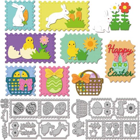 GLOBLELAND Easter Rabbit Cutting Dies for DIY Scrapbooking Metal Cartoon Rabbits Cut Dies Rabbit Background Die Cuts for Card Making Embossing Photo Album Craft Decor in Saudi Arabia