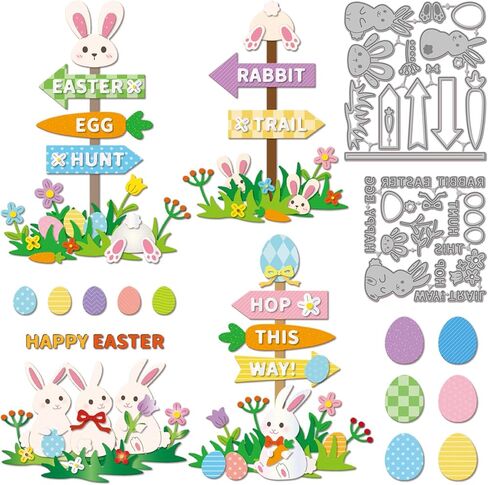 GLOBLELAND Easter Rabbit Cutting Dies for DIY Scrapbooking Metal Cartoon Rabbits Cut Dies Rabbit Background Die Cuts for Card Making Embossing Photo Album Craft Decor in Saudi Arabia