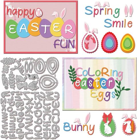 GLOBLELAND Easter Rabbit Cutting Dies for DIY Scrapbooking Metal Cartoon Rabbits Cut Dies Rabbit Background Die Cuts for Card Making Embossing Photo Album Craft Decor in Saudi Arabia
