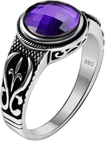 Genuine Solid 925 Sterling Silver Black Onyx Stone, Anatolian Motif Ring for Men in Saudi Arabia
