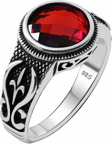 Genuine Solid 925 Sterling Silver Black Onyx Stone, Anatolian Motif Ring for Men in Saudi Arabia