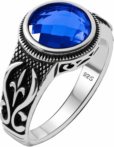 Genuine Solid 925 Sterling Silver Black Onyx Stone, Anatolian Motif Ring for Men in Saudi Arabia