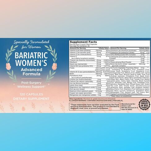 Bariatric Women’s Advanced Formula – Liquid Multivitamin for Women After Bariatric Surgery, 120 Capsules (60-Day Supply) – Gentle on Stomach, Fast Absorption, 42 Superfood Blend in Saudi Arabia