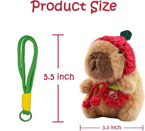 Capybara Plush Keychain Cute Capybara Stuffed Animal Gift Capybara Pendant for Backpack Charm Birthday Gift Stocking Stuffers in Saudi Arabia