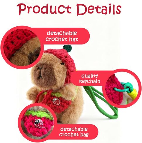 Capybara Plush Keychain Cute Capybara Stuffed Animal Gift Capybara Pendant for Backpack Charm Birthday Gift Stocking Stuffers in Saudi Arabia