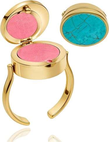 Lip Balm Ring For Women, Vintage Adjustable Opening With Lipbalm Storage Enamel Flip Cover Design Unique Lipstick Ring Gift Jewelry in Saudi Arabia