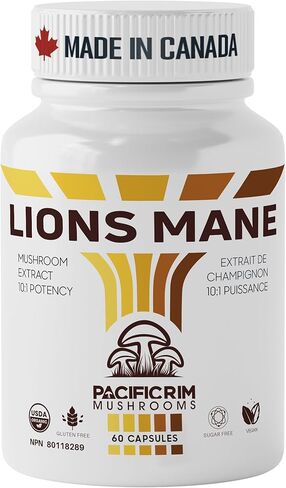 كبسولات مكملات Lions Mane، مكمل مستخلص الفطر العضوي، قوة فائقة 10:1 فطر Lions Mane يدعم الذاكرة والإدراك وضباب الدماغ، 120 كبسولة in Saudi Arabia