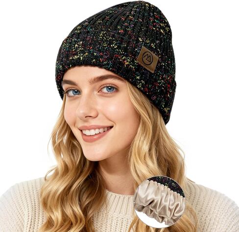 Zando Satin Beanie Hats for Women & Men - Warm Winter Hats Fashionable Knit Beanies Skull Chemo Caps for Outdoor Daily Wear in Saudi Arabia