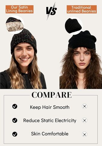 Zando Satin Beanie Hats for Women & Men - Warm Winter Hats Fashionable Knit Beanies Skull Chemo Caps for Outdoor Daily Wear in Saudi Arabia