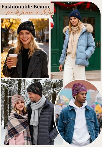 Zando Satin Beanie Hats for Women & Men - Warm Winter Hats Fashionable Knit Beanies Skull Chemo Caps for Outdoor Daily Wear in Saudi Arabia