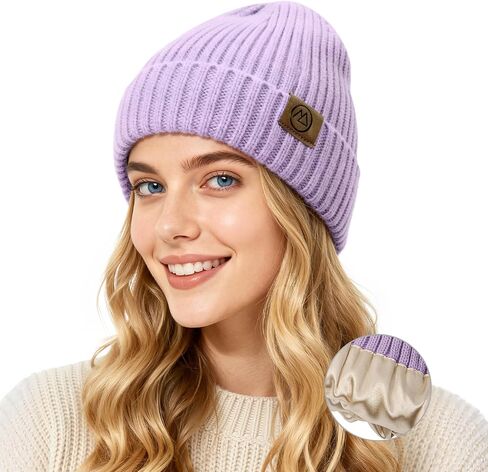 Zando Satin Beanie Hats for Women & Men - Warm Winter Hats Fashionable Knit Beanies Skull Chemo Caps for Outdoor Daily Wear in Saudi Arabia