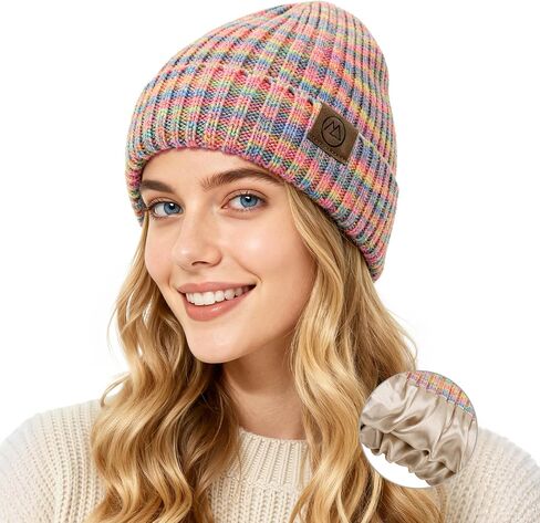 Zando Satin Beanie Hats for Women & Men - Warm Winter Hats Fashionable Knit Beanies Skull Chemo Caps for Outdoor Daily Wear in Saudi Arabia