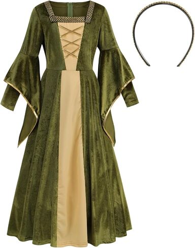 yolsun Medieval Renaissance Costume for Girls, Royalty Victorian Princess Velvet Dress Kids Halloween Party Costume in Saudi Arabia