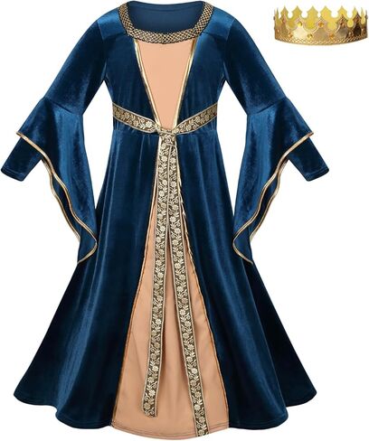 yolsun Medieval Renaissance Costume for Girls, Royalty Victorian Princess Velvet Dress Kids Halloween Party Costume in Saudi Arabia