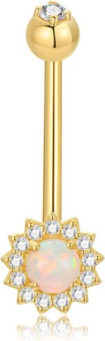 14K الذهب الأصفر البطن خواتم 14G 1.6 مللي متر الصلبة 14K الذهب البطن خاتم على شكل زر السرة هيئة ثقب المجوهرات للنساء in Kuwait
