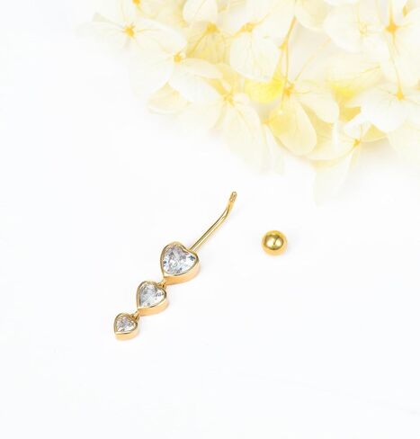 14K الذهب الأصفر البطن خواتم 14G 1.6 مللي متر الصلبة 14K الذهب البطن خاتم على شكل زر السرة هيئة ثقب المجوهرات للنساء in Kuwait