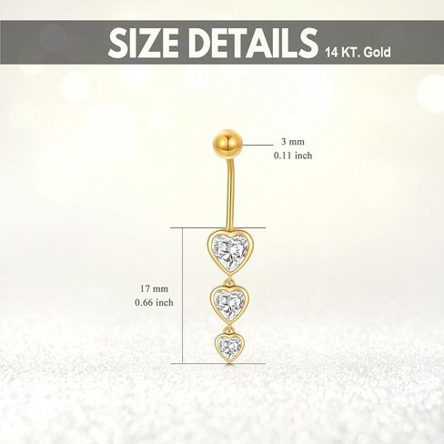 14K الذهب الأصفر البطن خواتم 14G 1.6 مللي متر الصلبة 14K الذهب البطن خاتم على شكل زر السرة هيئة ثقب المجوهرات للنساء in Kuwait