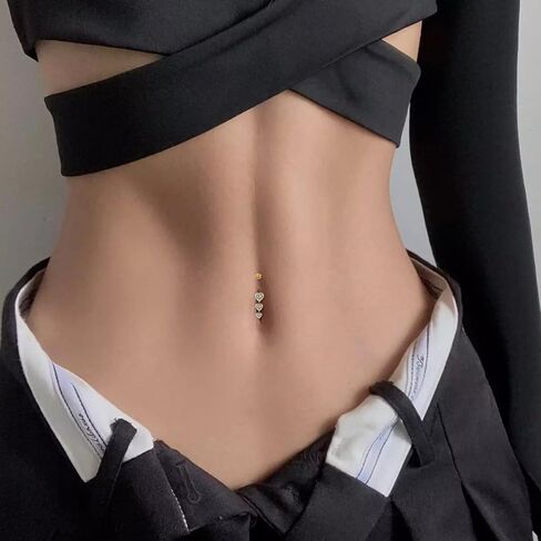 14K الذهب الأصفر البطن خواتم 14G 1.6 مللي متر الصلبة 14K الذهب البطن خاتم على شكل زر السرة هيئة ثقب المجوهرات للنساء in Kuwait