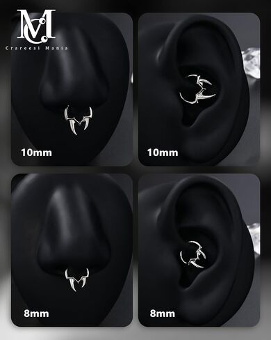 CM Crareesi Mania Spike Septum Rings, Tusk Septum Piercing Jewelry 16G, 316L Stainless Steel Septum Nose Jewelry for Women Men, Daith Helix Cartilage Earring Hoop in Saudi Arabia