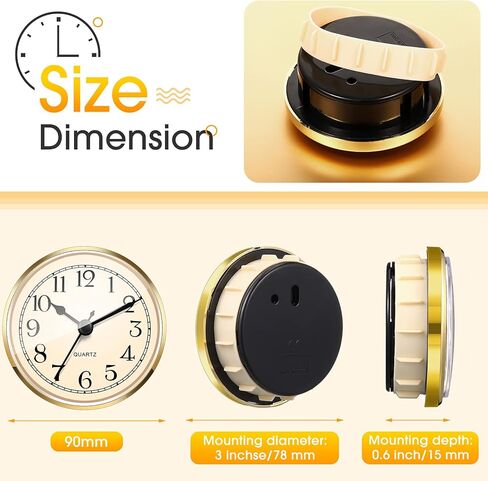 Outus 2 Pack 3-1/2 بوصة (90 مم) ساعة حركة كوارتز ملائمة/إدراج مع زخرفة ذهبية وأرقام عربية، وجه أبيض in Saudi Arabia