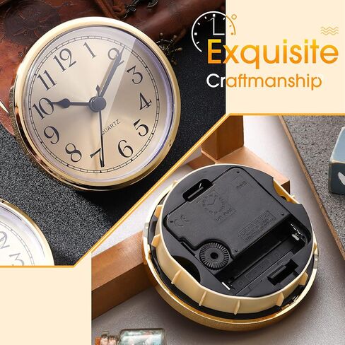 Outus 2 Pack 3-1/2 بوصة (90 مم) ساعة حركة كوارتز ملائمة/إدراج مع زخرفة ذهبية وأرقام عربية، وجه أبيض in Saudi Arabia