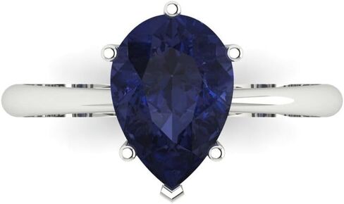 Clara Pucci 2.0 ct Pear Cut Created Blue Sapphire 14k Yellow Gold Solitaire Wedding Engagement Bridal Promise Ring in Saudi Arabia