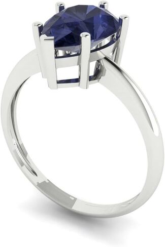 Clara Pucci 2.0 ct Pear Cut Created Blue Sapphire 14k Yellow Gold Solitaire Wedding Engagement Bridal Promise Ring in Saudi Arabia