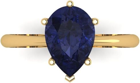 Clara Pucci 2.0 ct Pear Cut Created Blue Sapphire 14k Yellow Gold Solitaire Wedding Engagement Bridal Promise Ring in Saudi Arabia