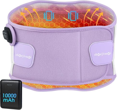 Cordless Heating Pad for Back Pain Relief,10000mAh Lower Back Massager with 5 Heat 3 Vibration,Portable Heating Pad for Cramps with Detachable Heating, Birthday Gifts for Women Men Mom Dad,Purple in Saudi Arabia